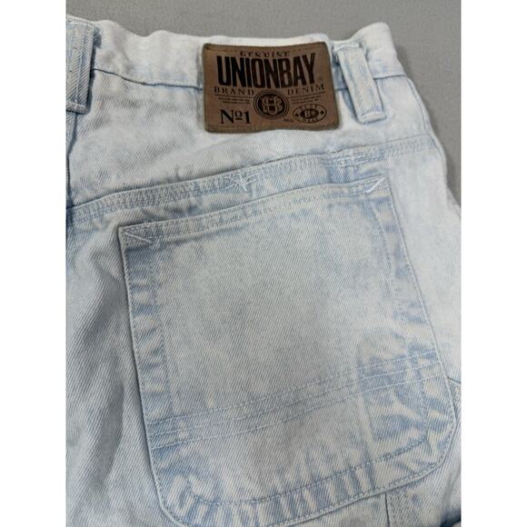 Vintage Union Bay Bleached Carpenter Pleated Old School Light Wash Jeans Size 30 - Picture 10 of 13